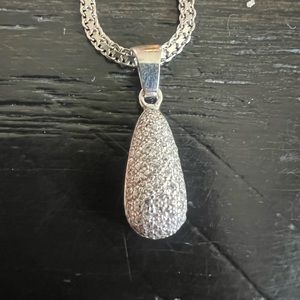 14” necklace with CZ crusted pendant